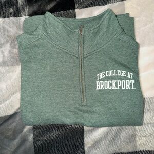 Brockport College Unisex Medium Green Fleece Quarter-Zip Pullover